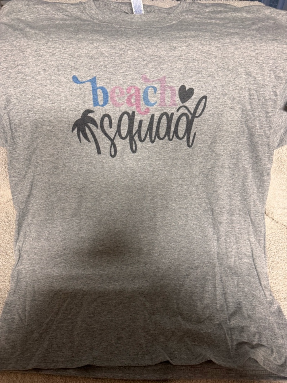 Jerzees Gray Crewneck T-Shirt with Blue Logo Tag